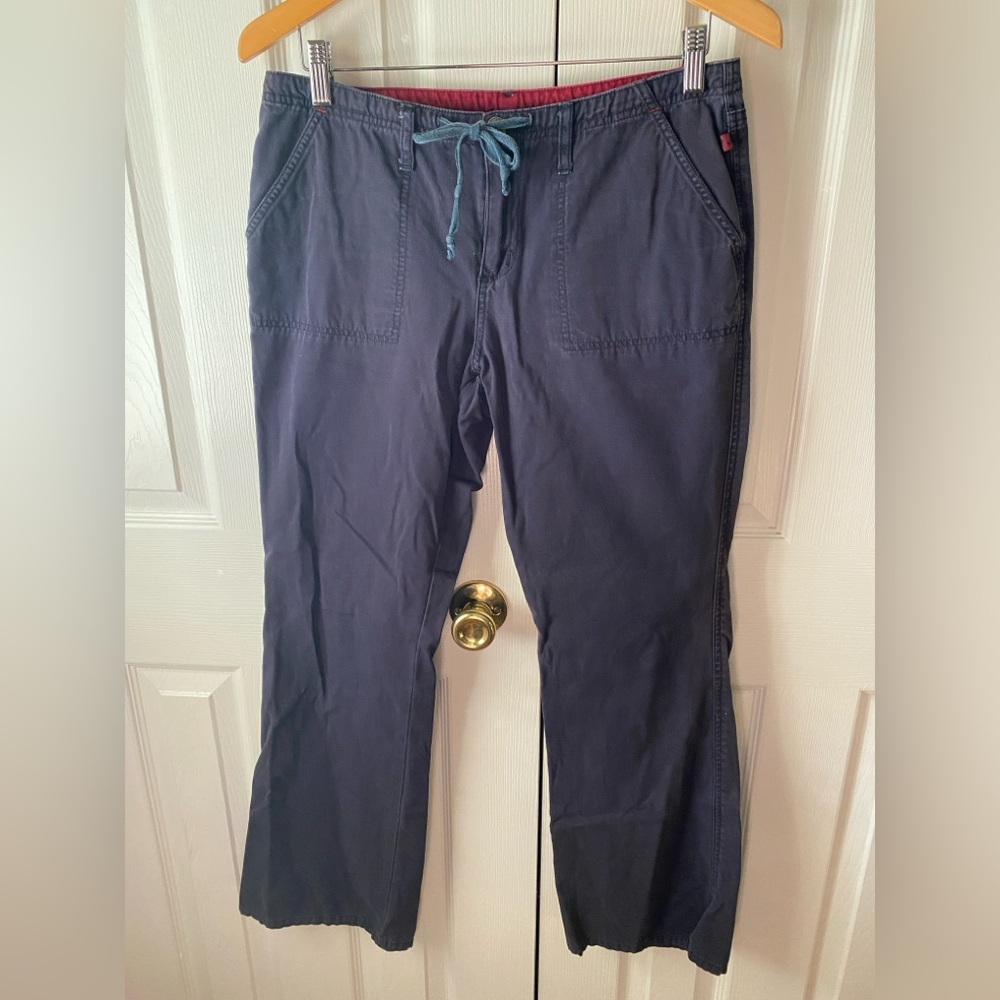 VINTAGE 1990s‎ Y2K Navy Blue Cotton Mid-Rise Boot Cut Pants SZ 7/8